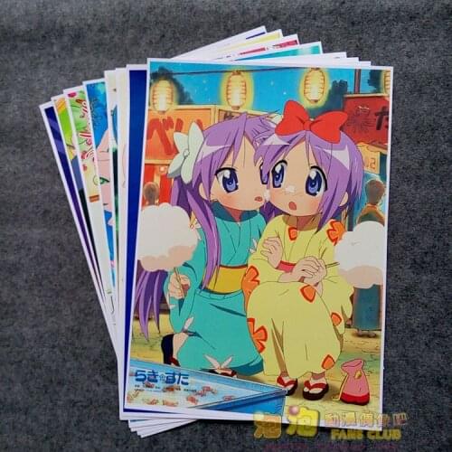 8Pcs Anime Lucky Star Picture Posters Figures Poster 42x29cm Toys for Wall Home Decoration Kids Adult Gift