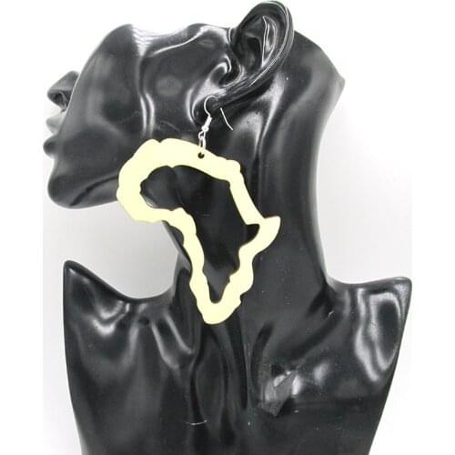10pairs/lot 8cm Unfinished Africa map Wood Earrings