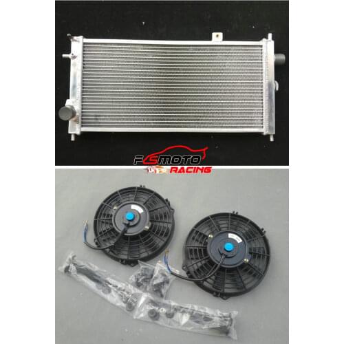 Aluminum Radiator & Fans For Opel Corsa A Vauxhall Nova GTE GSi 16v Turbo MT 82-93 83 84 85 86 87 88 89 90 91 92 93