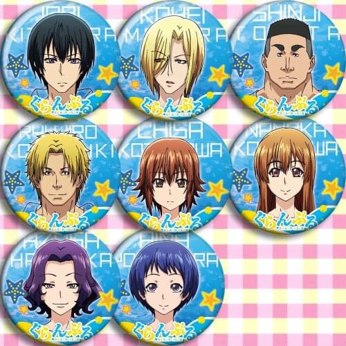 Anime badges 58 mm Guranburu T-Shirts Short Sleeve Anime Grand Blue Dreaming Kotegawa Chisa Brooch Backapck Deco Gift