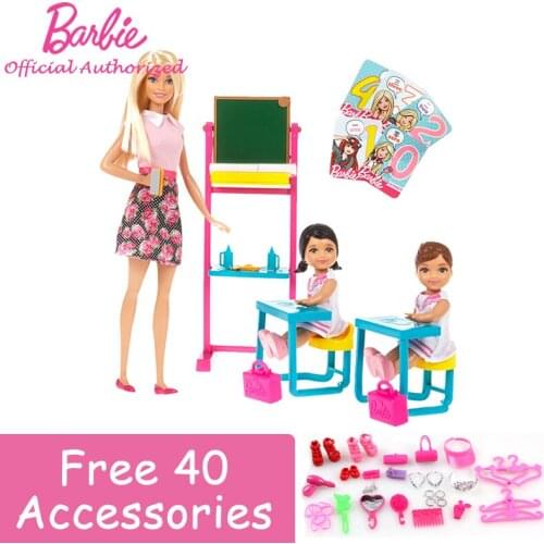 Barbie Authorize Brand Newest Dreams English Teacher Job Classroom And Student For Little Girl Birthday Gift Barbie Boneca FFB19