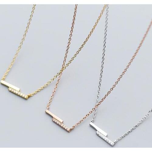 Bar Necklace 925 Silver Choker Kolye Gold Pendant Charm Minimalist Engagement Wedding Bijoux Femme Collier Necklace for Women