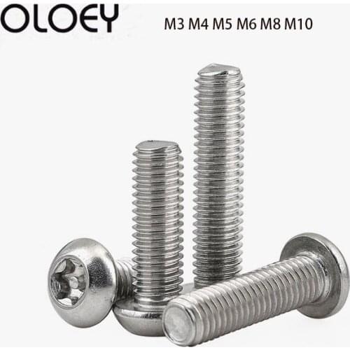 Free Shipping 304 Stainless Steel Inside Plum Flower Belt Pillar Type Anti-theft Bolt Pan Head Torx Machine Security Screw M3-10
