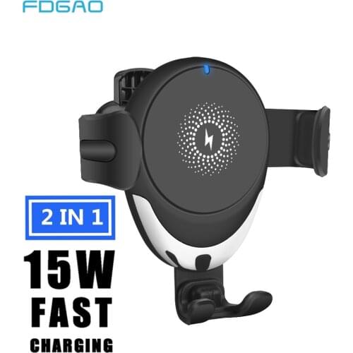 FDGAO 15W Qi Wireless Car Charger Gravity Car Phone Holder for Samsung S20 S10 S9 Fast Charging Stand For iPhone 11 Pro X XS XR