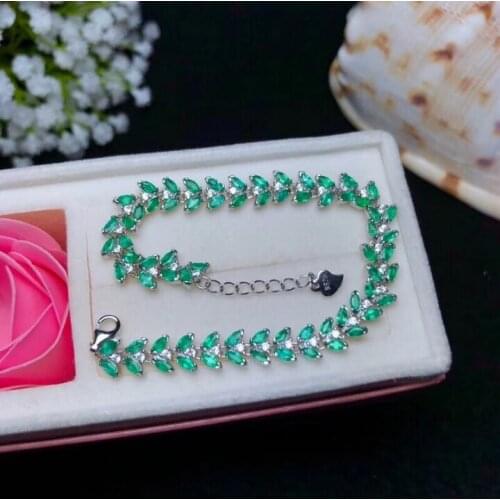 KJJEAXCMY boutique jewelry 925 pure silver inlaid natural emerald bracelet support detection