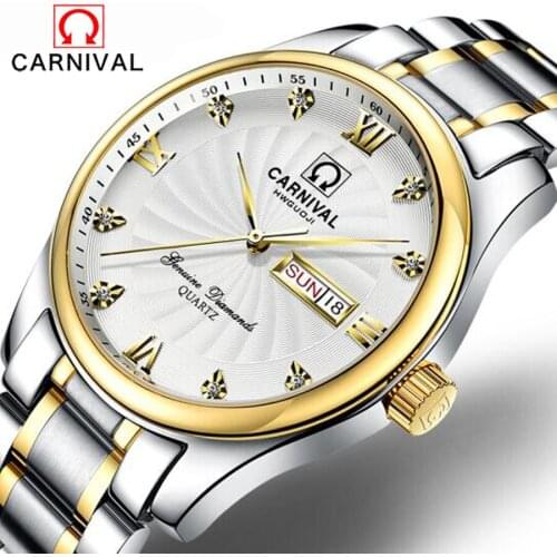 Relogio Masculino Carnival Luxury Mens Watches Top Brand Fashion Business Watch Men Sports Full Steel Waterproof watch Clock