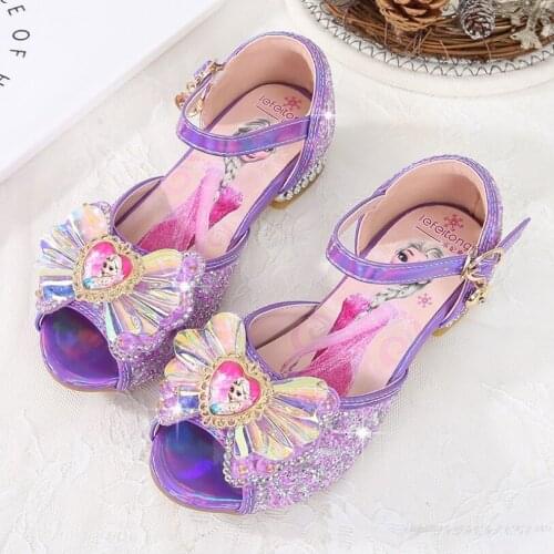 Disney childrens high heel princess party shoes summer new girls sandals baby childrens shoes little girl crystal shoes 23-36