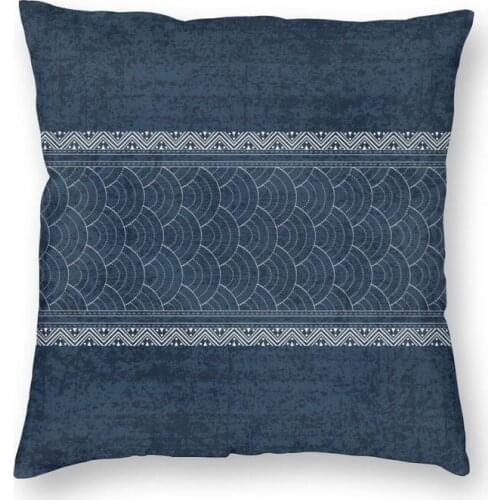 Denim Indigo Embroidery Textiles Cushion Cover Print Navy Jeans Texture Throw Pillow Case for Living Room Cool Pillowcover Decor