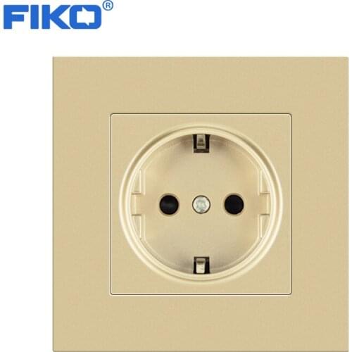 FIKO EU Wall Socket 3 Colors White Black Golden Single PC Panel Electrical Outlet 16A 110V - 250V Socket
