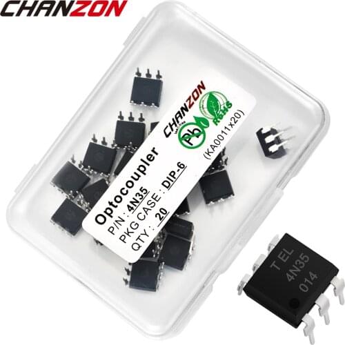 20PCS Optocoupler 4n35 EL4N35 4n35m DIP6 DIP-6 Photovoltaic Optoisolator Opto Coupler New and Original IC In Stock Chanzon