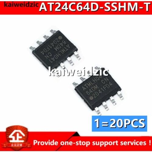 Kaiweikdic New imported original AT24C64D-SSHM-T 24C64 Screen printing 64DM Memory chip SOP8 Electronic component