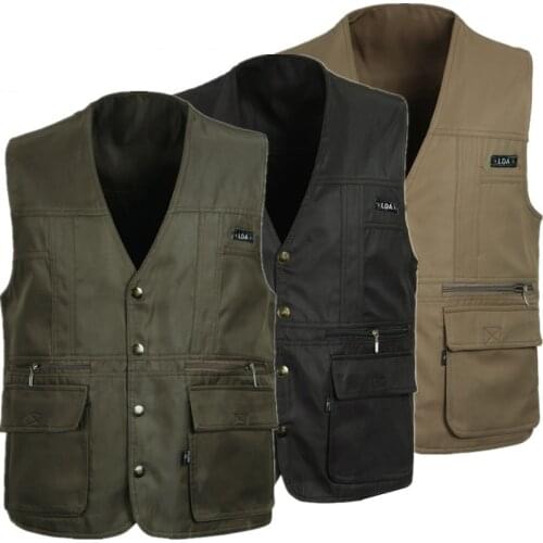Classic Thin Sleeveless Men Jacket Many Pockets Summer Casual Photographer Reporter Multi Pockets Vest Male Waistcoat