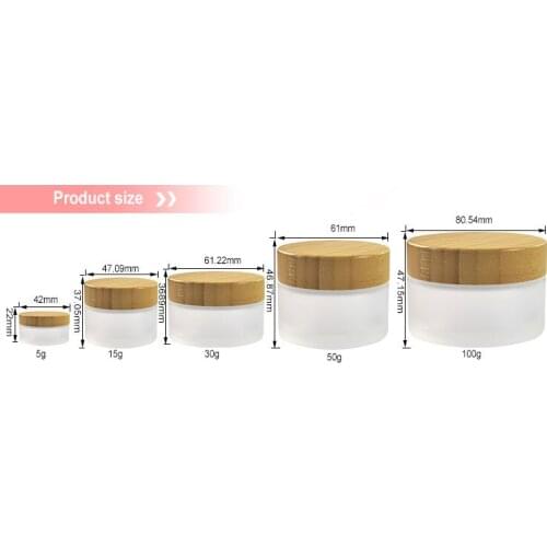 Cosmetic bamboo lid glass jar, 50g face cream frost glass jar with bamboo lid face cream cosmetics jar
