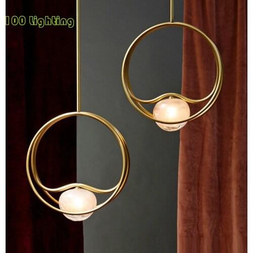 Round Ring Copper LED Pendant lights Restaurant Coffee Shop Hanglamp Bedroom Pendant lamp New Design Nordic Loft Luminaire