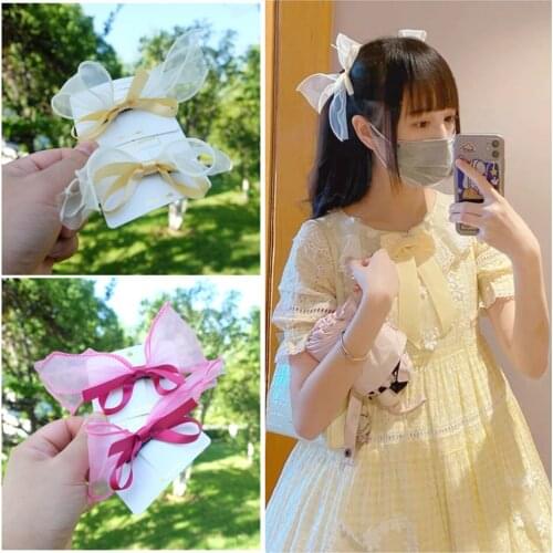 Ribbon Hair Bows Clips Solid Big Bows For Women Girls Cute Anime Headwear Students Hair Accessories Kawaii Hairpins New Barrette
