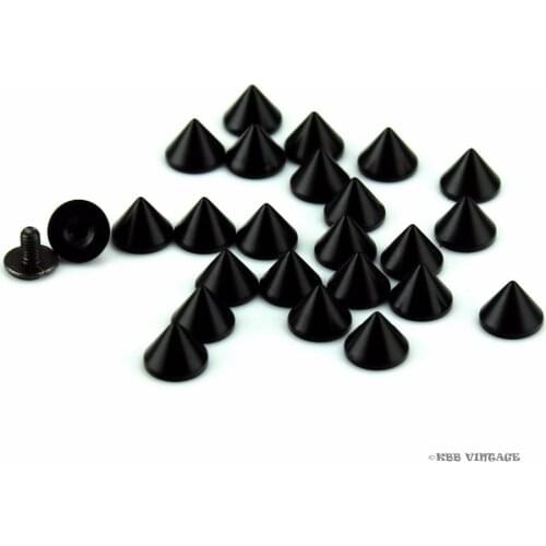100pc Metal Cone Spikes Screwback Punk Studs Leathercraft 1/4'' Black
