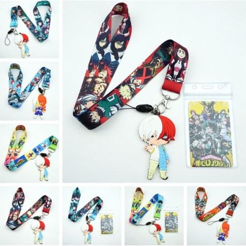 Cute Todoroki Shoto Lanyard Neck Straps Key ring Charms Mobile Phone Anime My Hero Academia Cosplay Keychain Accessories