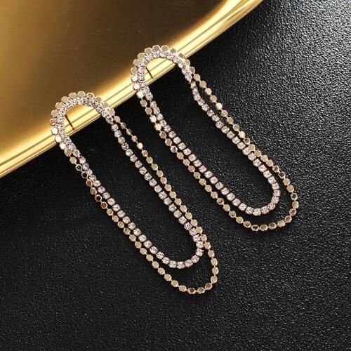 Fashion Luxury Shiny Rhinestone Long Tassel Dangle Earrings Female Earrings Accessories Dinner Party Wedding Gift E759