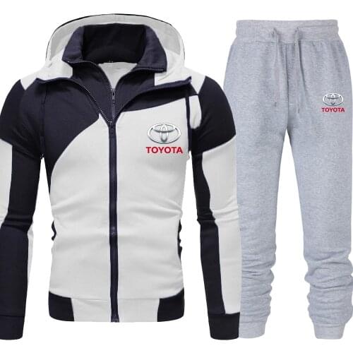 Fashion Zip Hoodie&pant Men’s Tracksuit Toyota Logo Print Casual Sportswear Workout Jogger Running Fitness Sweatshirt Suits