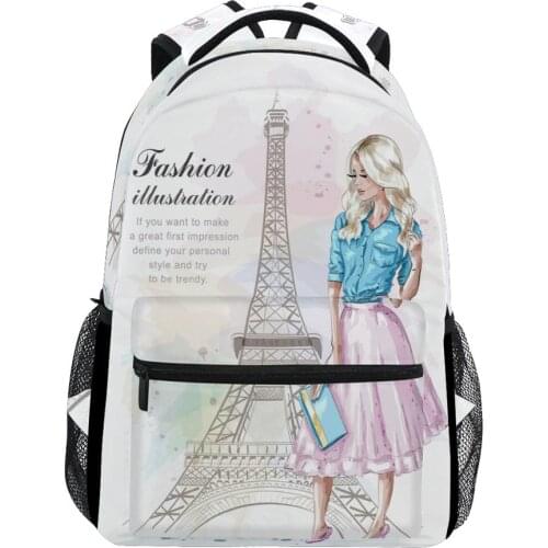 ALAZA Fashion Backpack School Bags for teenager girls Eiffel tower Prints Backpack Student Elementary Schoolbags ladie Book Bags