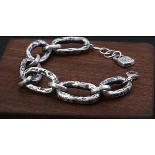 Mens WOMEN Solid 925 Sterling Silver Link Bracelet bangle Chain Jewelry A4820