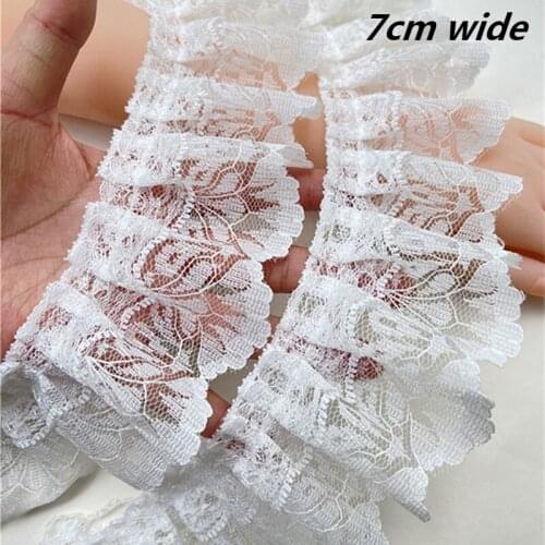 New Arrivals 3D Embroidered Folds White Tulle Lace DIY Wedding Dress Clothing Skirt Home Textile Sofa Pillow Border Decoration