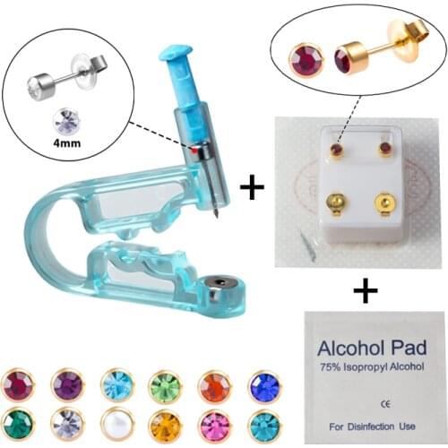 1PC Disposable Sterile Ear Piercing Unit Ear Piercing Gun CZ Crystal Butterfly Stud Earring Cartilage Tragus Helix Piercing Kit