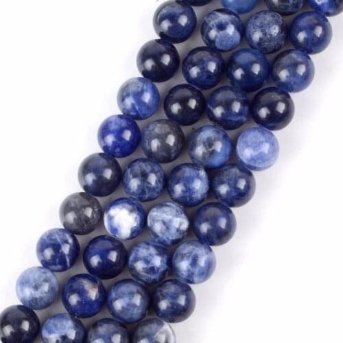 Wholesale 4 6 8 10 12mm Round Blue Sodalite Stone Beads for Needlework Natural Stone Beads Making Bracelet Jewelry Accessories