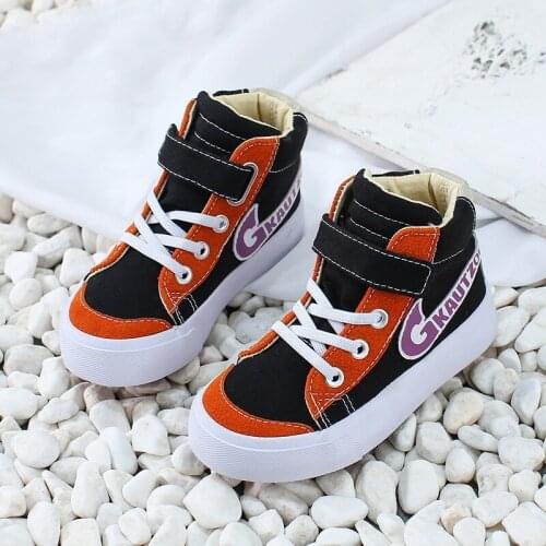 Spring Korean Boys And Girls Canvas Shoes High-Top Candy Color Matching Tide Fashion Sneakers 2128
