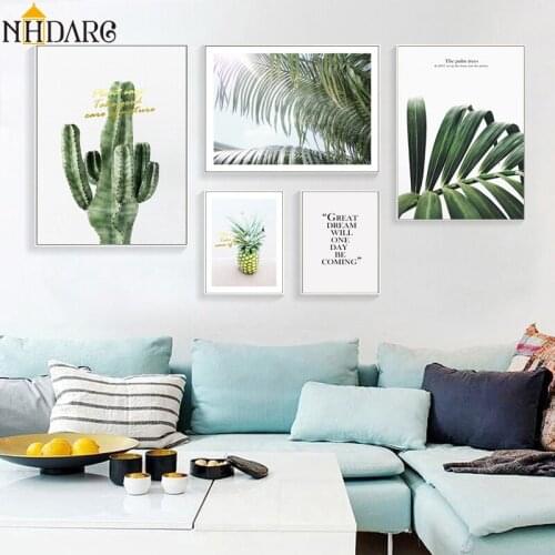 Nordic Modern Green Plant Leaves Landscape Home Decoration Paintings Posters Canvas Prints Art Wall Pictures for Living Room