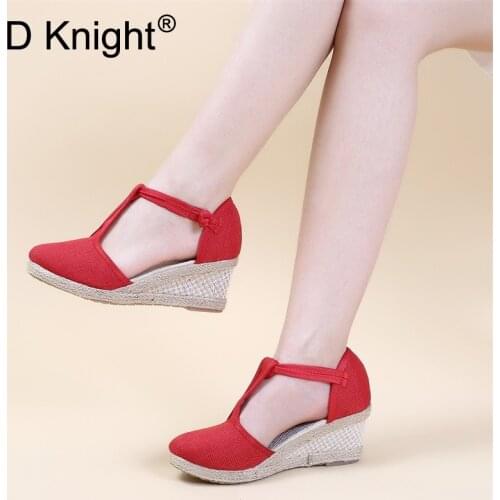 Women Sandals Ankle Strap Wedges Shoes For Women High Heels Sandals Summer Shoes 2020 Chaussures Femme Platform Espadrilles Lady