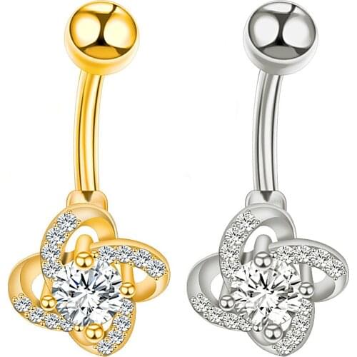 1PC Stainless Steel Navel Piercing Crystal Belly Button Rings Geometric Shape Navel Earrings Nombril Sexy Body Jewelry