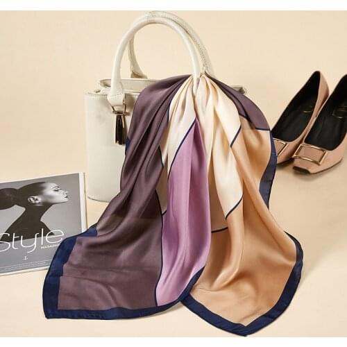 Luxury brand silk scarf women New classic plaid shawl wrap fashion dot printed scarves square for lady Patchwork neckerchife