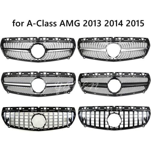 For Mercedes Benz W176 A Class 3 Design Black Silver Sport Grille Grill 2013 2014 2015