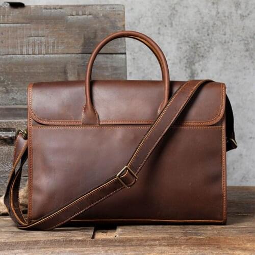 MAHEU High Quality Casual Leather Shoulder Bag With Handle Cover Inside Double Layer Briefcase Handbag Male Female Crossbody Bag