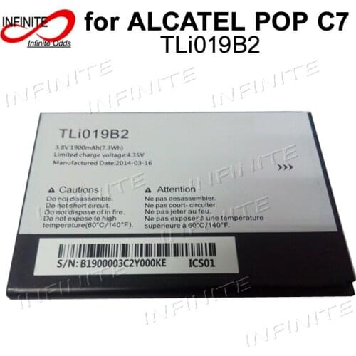 TLi019B2 mobile phone battery for ALCATEL one touch POP C7 OT-7041 7041D dual CAB1900003C2 battery 1900mAh
