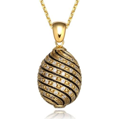 Fully Zircons Vintage Egg Pendant Crystal Rhinestone Necklace Noble Unique Easter Bonus Egg To Women