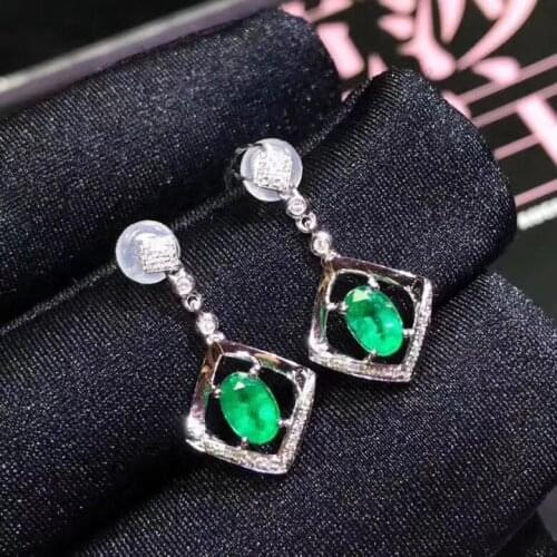 Anniversary Best Gift Emerald Earring Natural And Real 925 sterling silver Emerald Earring