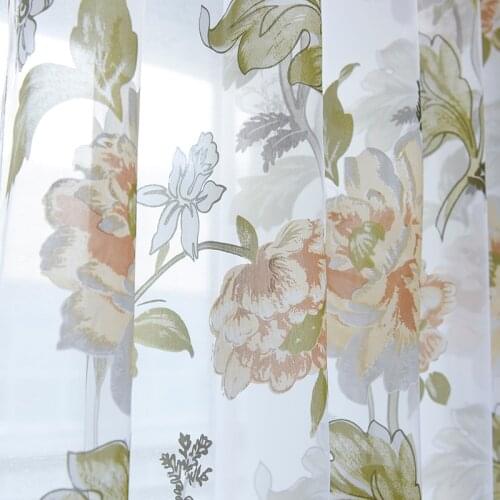 Floral Tulle Curtains Modern Sheer Fabrics Purple Home Textile Kitchen Door Curtains Short Curtains Living Room Window Treatment
