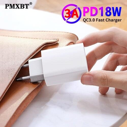 18W USB C Type C 3A Fast Charging Charger For iphone 12 Pro Xiaomi Mi11 Huawei PD Quick Charge Adapter Portable Travel Charger