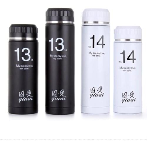 1PC 350ml 500ml Travel Mug Tea Water Coffee Bottle Flask Vacuum Thermos Cup Insulation Cup Stainless Steel For Couple KD 1453