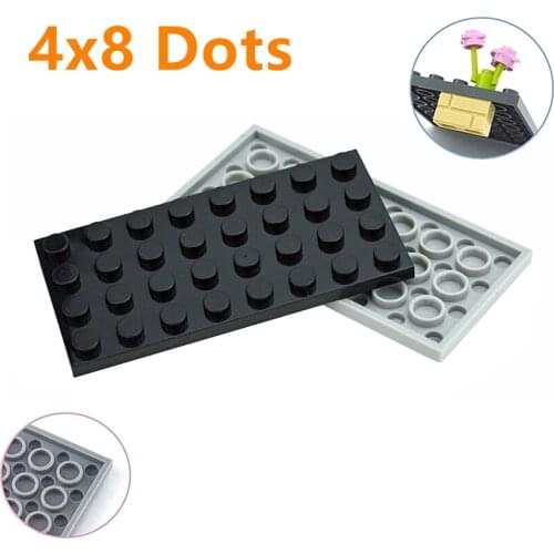 10PCS DIY Building Blocks 4*8 Dots Thin Figures Bricks 4x8 Dots Educational Creative Parts Compatible With 3035 Toy for Children