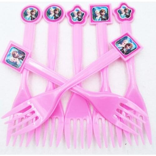 10pcs/set Elsa and Anna Babyfavor Supplie Disposable Plastic Spoons Baby Birthday Party Decoration Kids Favors Set