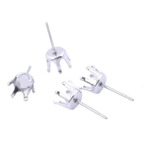 20pcs Stainless Steel Earring Posts 4mm 5mm 6mm 7mm 8mm Stone Earring Setting Bezel Blanks Diy Findings