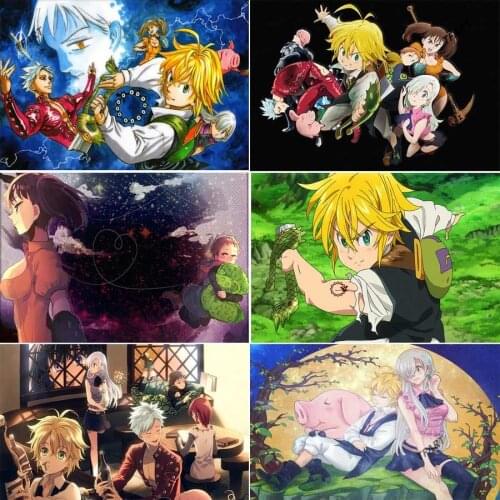 5D Diy The Seven Deadly Sins Cartoon Anime Diamond Painting Cross Stitch Kit Full Diamond Embroidery Winter Mosaic Art Rhineston