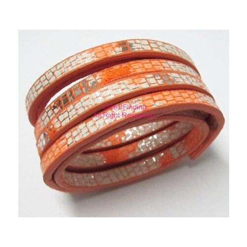 5x2mm Shine Orange snake leather cord 5mm Flat leather cord