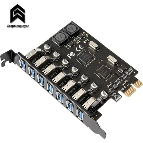 7 Ports USB 3.0 Hub Adapter USB 3.0 PCI-E Expansion Card Adapter External Controller PCI-E Extenderfor Desktop PC