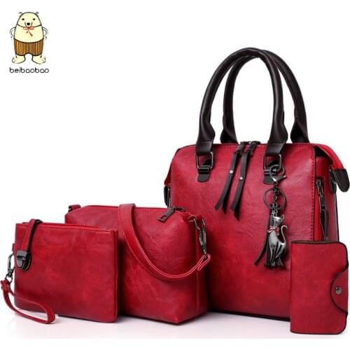 Beibaobao 2021 Women Composite Bag Luxury Leather Purse and Handbags Famous Brands Designer Female Shoulder 4pcs Ladies Set