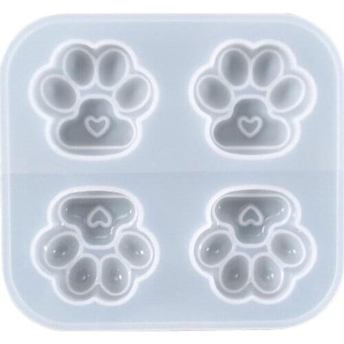 Shiny Glossy Silicone Resin Molds Cat Paw Silicone Mold DIY Keychain Pendant Jewelry Epoxy Resin Crafting Molds