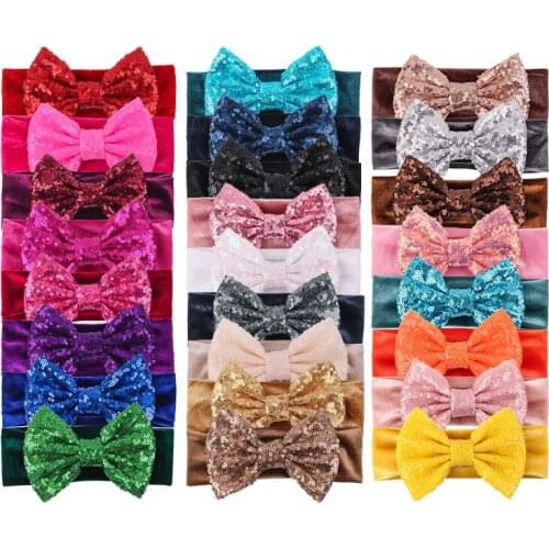 Sequins Bow Hairbands Women Velvet Scrunchies Hair Rope Cartoon Cute Headband Hair Bands for Baby Girls Kids Head Bands